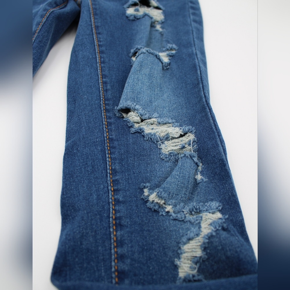 Juniors Skinny Cut Out Jeans Med Blue (XS/2) - Picture 4 of 5